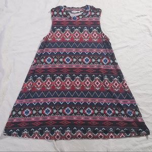 PINK ROSE AZTEC PRINT SKATER DRESS SIZE L
